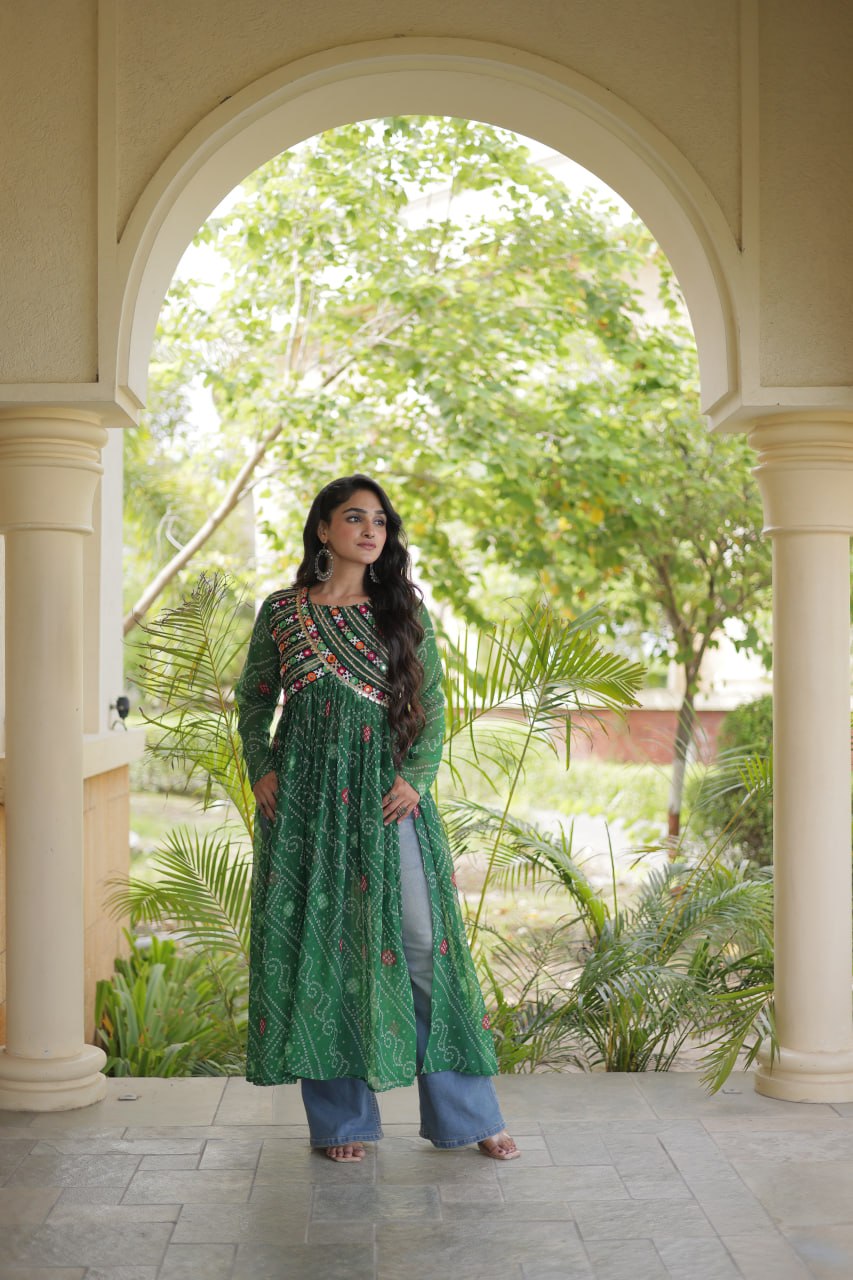 Bandhani Print Faux Georgette Kurti