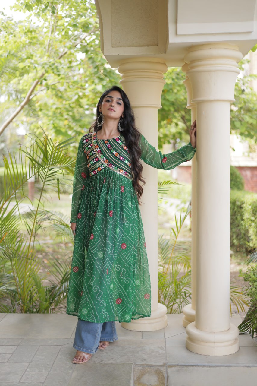 Bandhani Print Faux Georgette Kurti