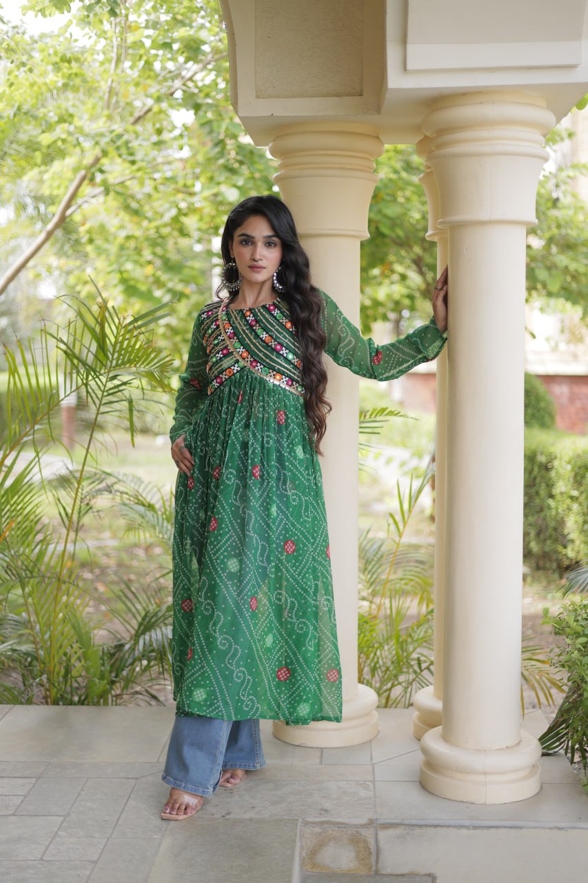 Bandhani Print Faux Georgette Kurti