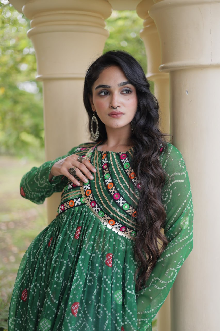Bandhani Print Faux Georgette Kurti