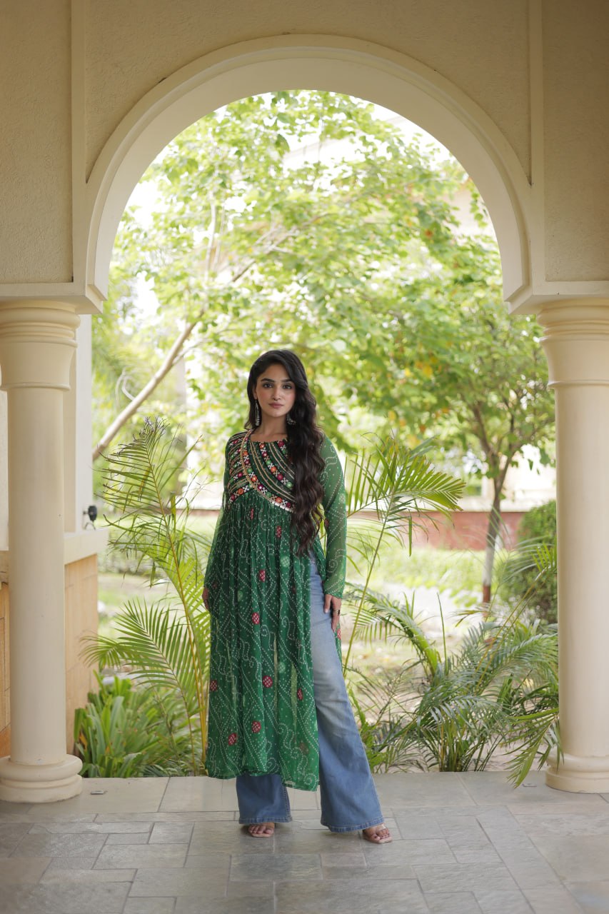 Bandhani Print Faux Georgette Kurti