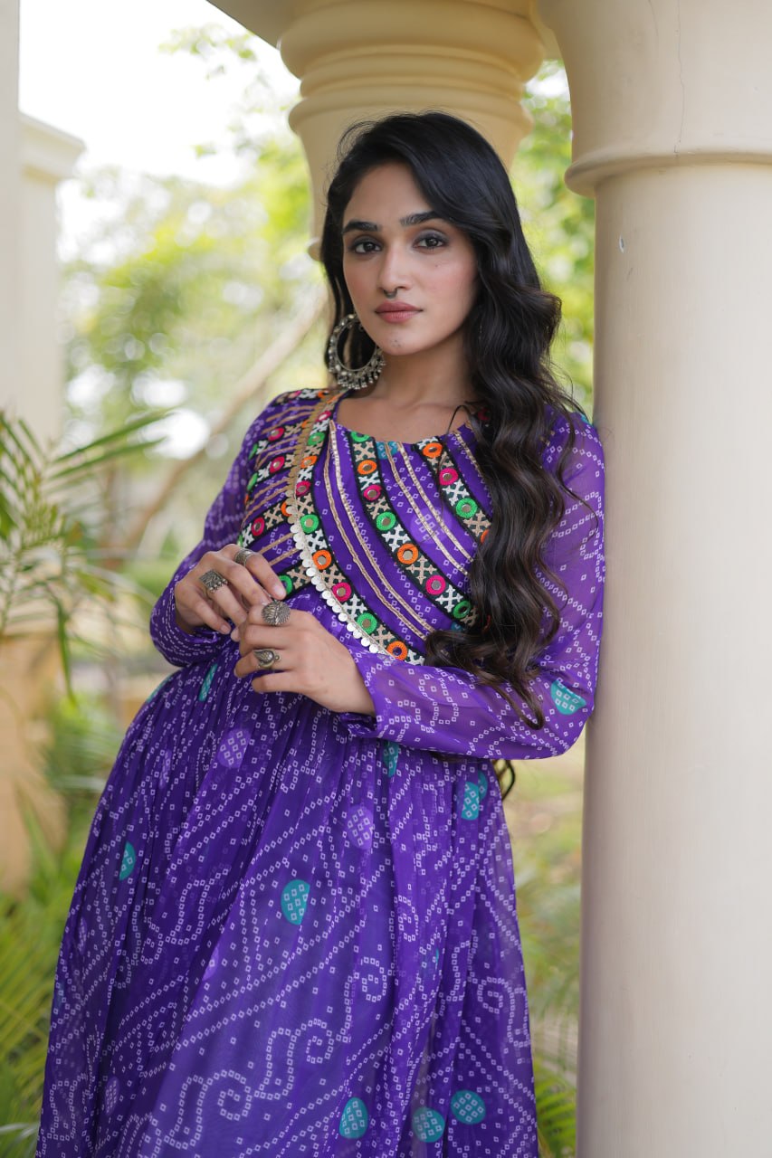 Bandhani Print Faux Georgette Kurti