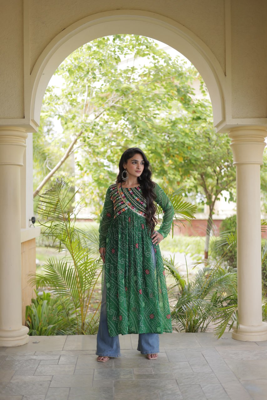Bandhani Print Faux Georgette Kurti