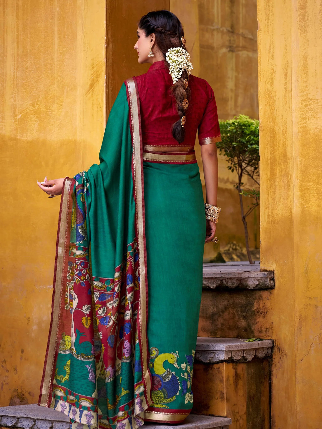 Green Enchanting Chanderi Weaving Saree With Blouse