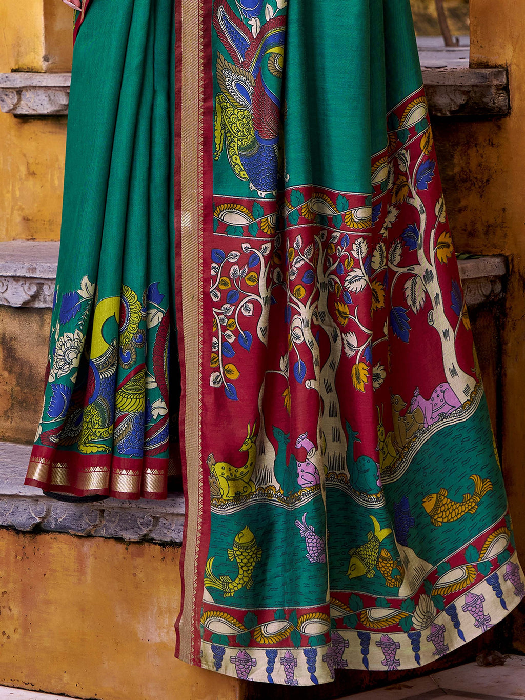 Green Enchanting Chanderi Weaving Saree With Blouse