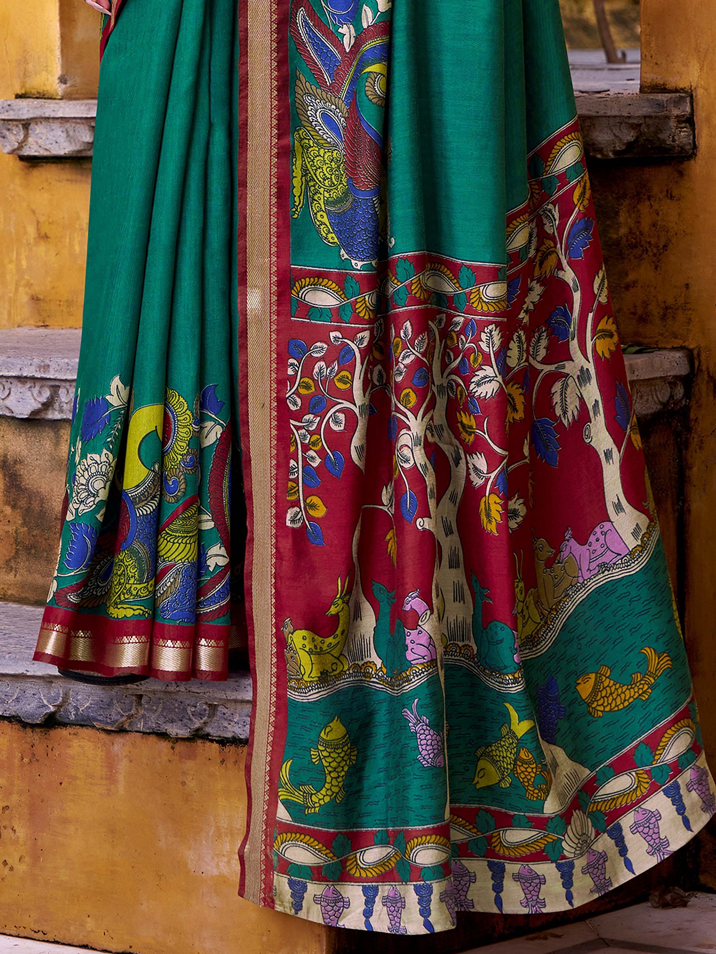 Green Enchanting Chanderi Weaving Saree With Blouse