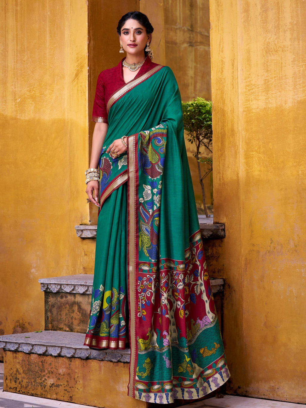 Green Enchanting Chanderi Weaving Saree With Blouse