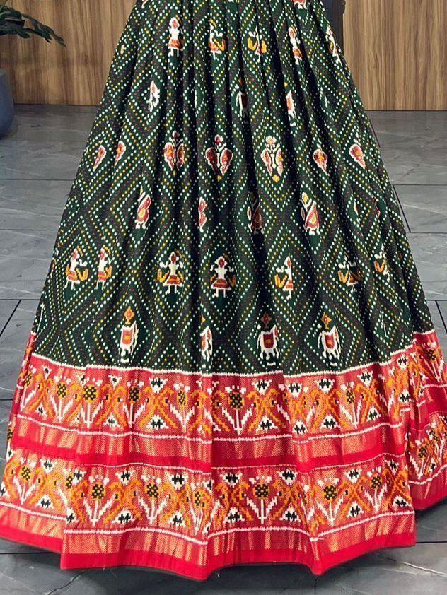 Red Marvelous & Bandhani Printed Silk Function Wear Gown