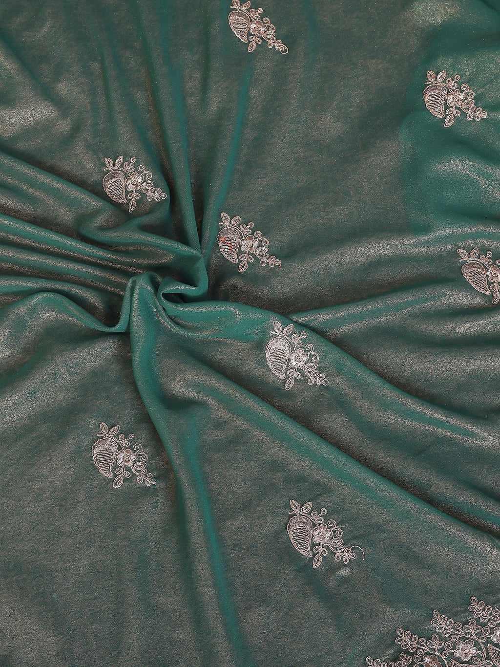 Outstanding Green Zari Embroidered Georgette Saree With Blouse