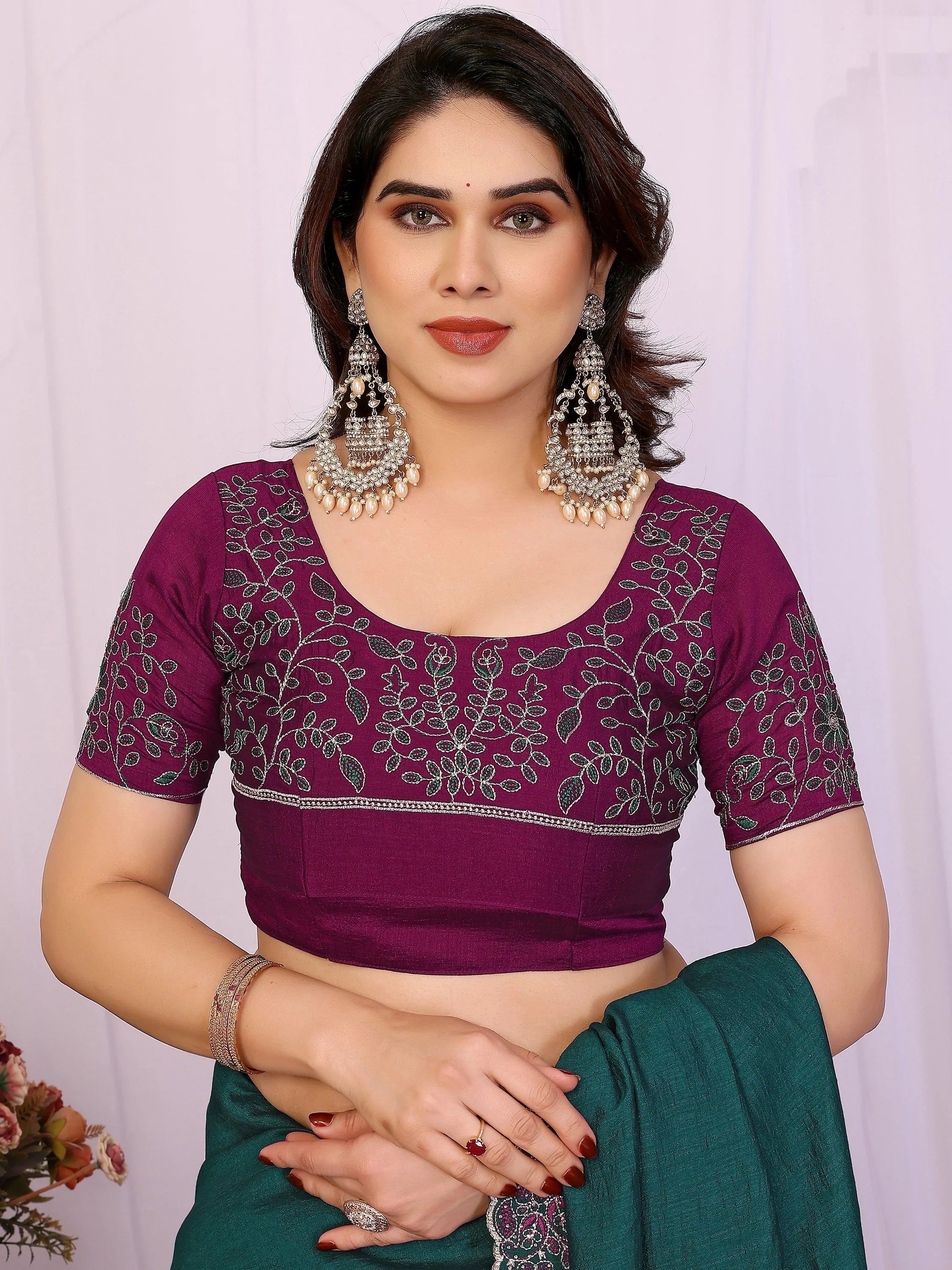 Classic Teal Blue Lace Work Silk Festival Wear Saree With Blouse