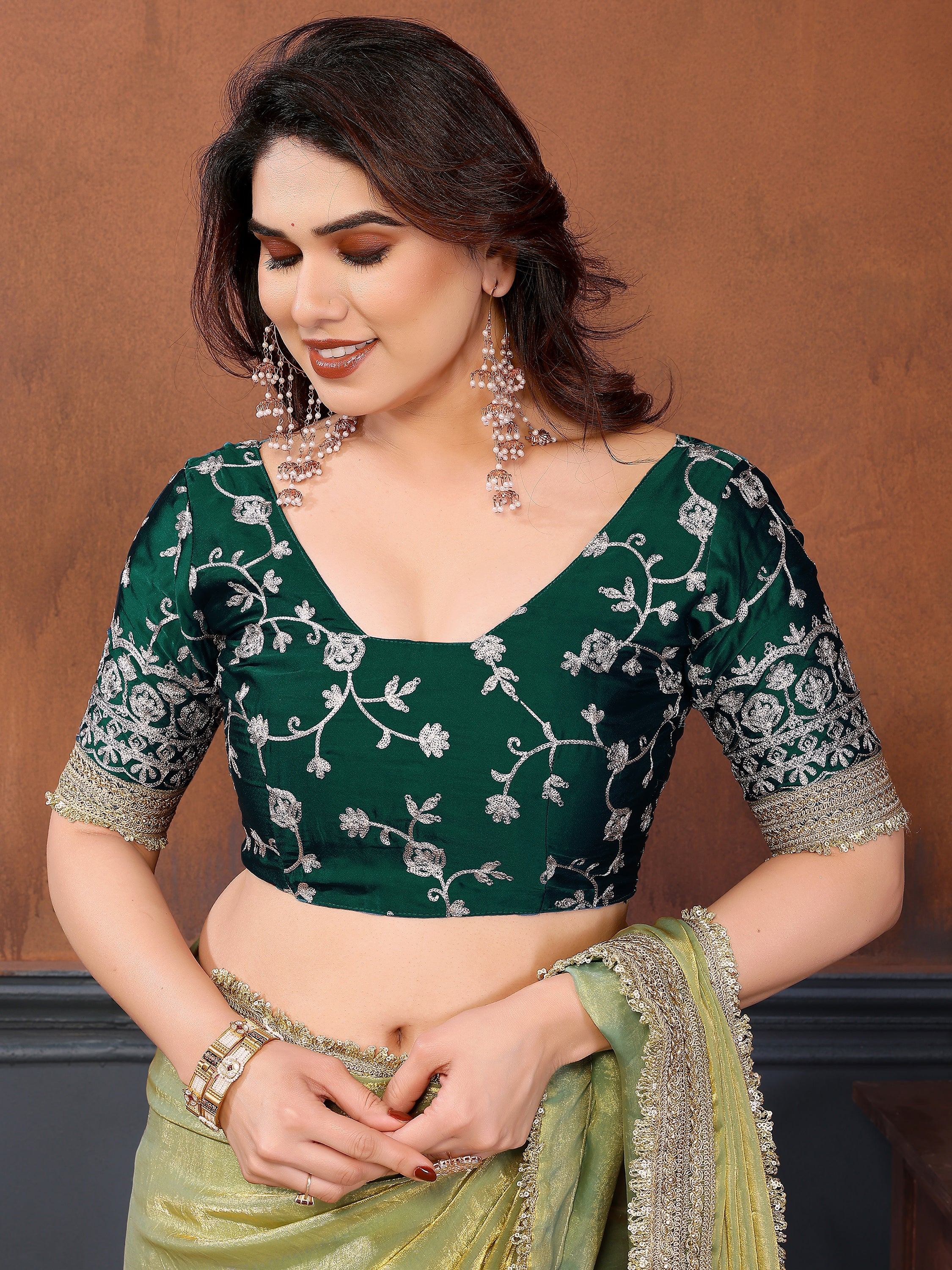 Mesmerizing Pista Green Border Work Satin Festival Wear Saree