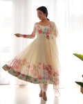 Digitally Soft Organza Anarkali Lehenga Suit Set with Huge Flair for Festive Wear