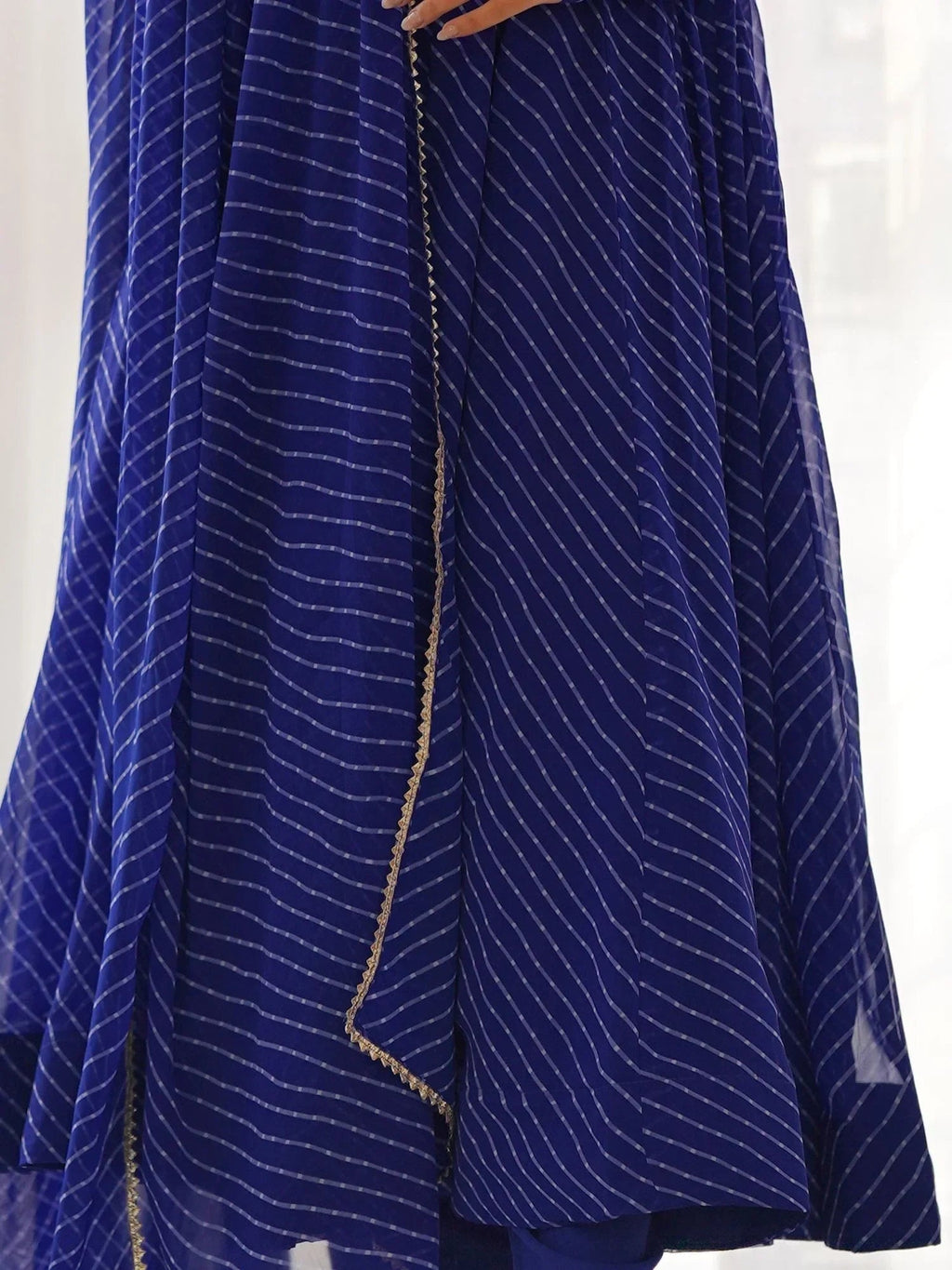 Blue Captivating Laheriya Printed Georgette Anarkali Pant Suit