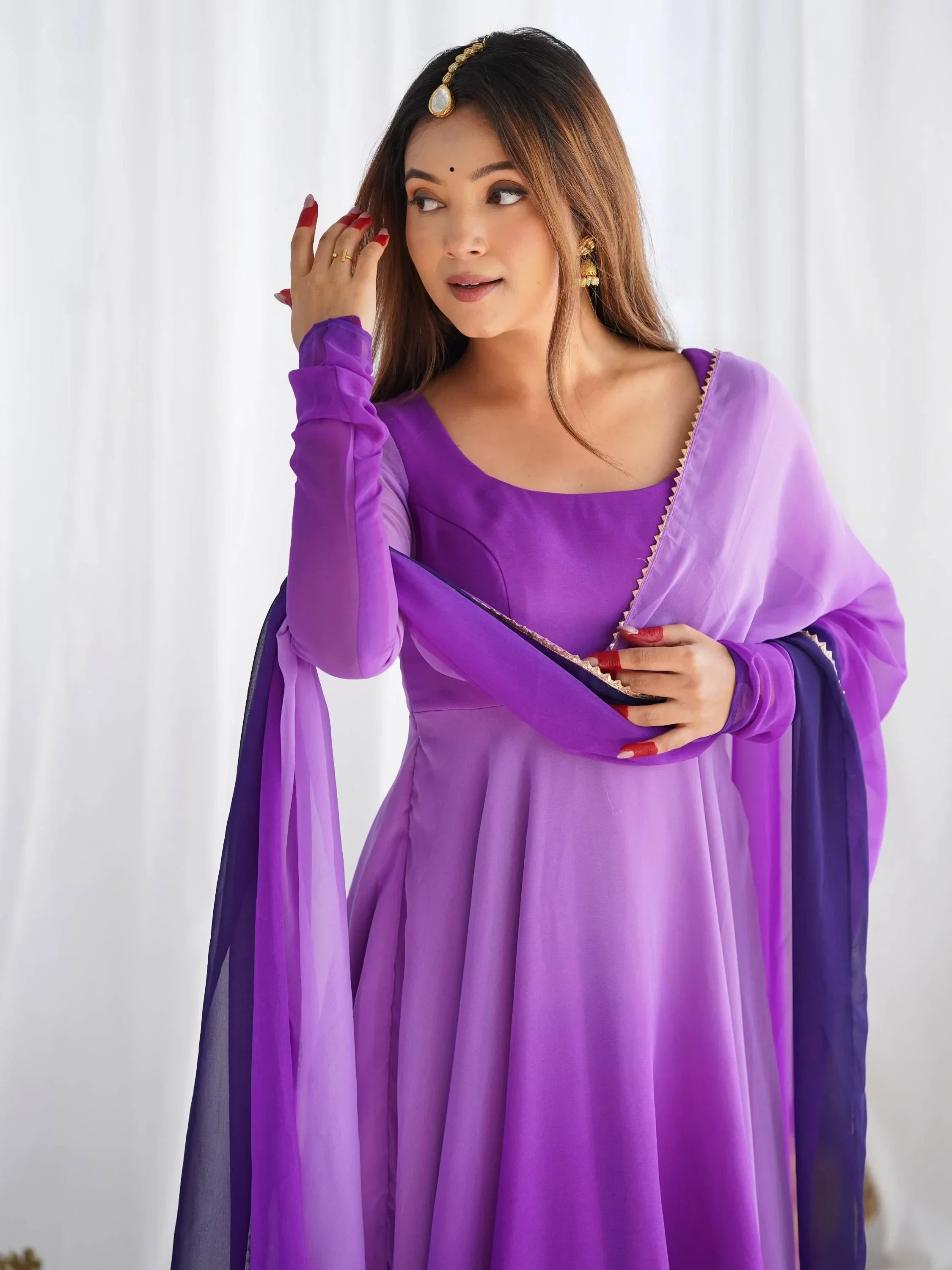 Purple Incredible Dark Embroidered Georgette Event Wear Anarkali Suit