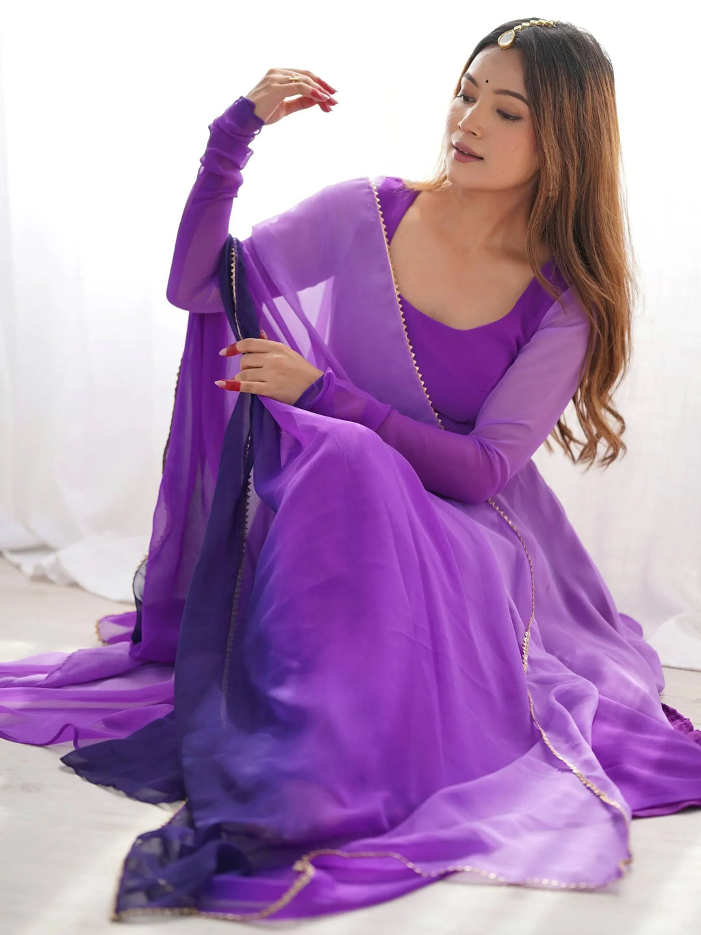 Purple Incredible Dark Embroidered Georgette Event Wear Anarkali Suit