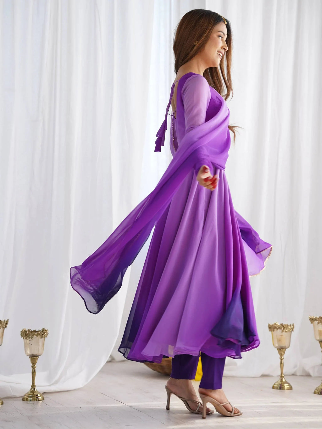 Purple Incredible Dark Embroidered Georgette Event Wear Anarkali Suit