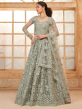 Incredible Grey Embroidered Net Lehenga Choli With Dupatta