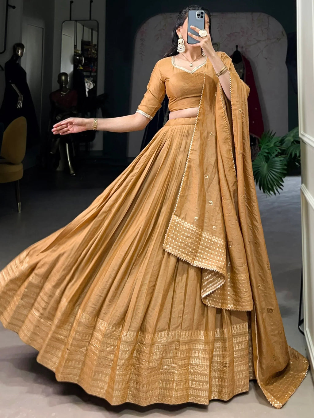 Incredible Mustard Yellow Zari Weaving Chanderi Silk Haldi Wear Lehenga Choli