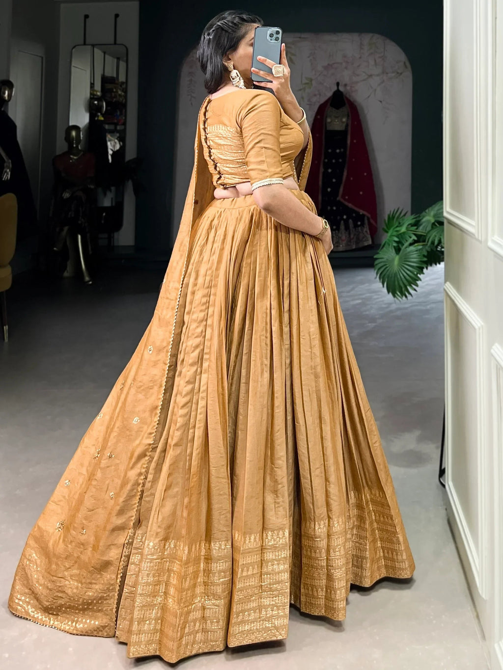 Incredible Mustard Yellow Zari Weaving Chanderi Silk Haldi Wear Lehenga Choli
