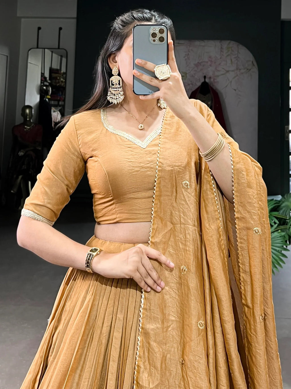 Incredible Mustard Yellow Zari Weaving Chanderi Silk Haldi Wear Lehenga Choli