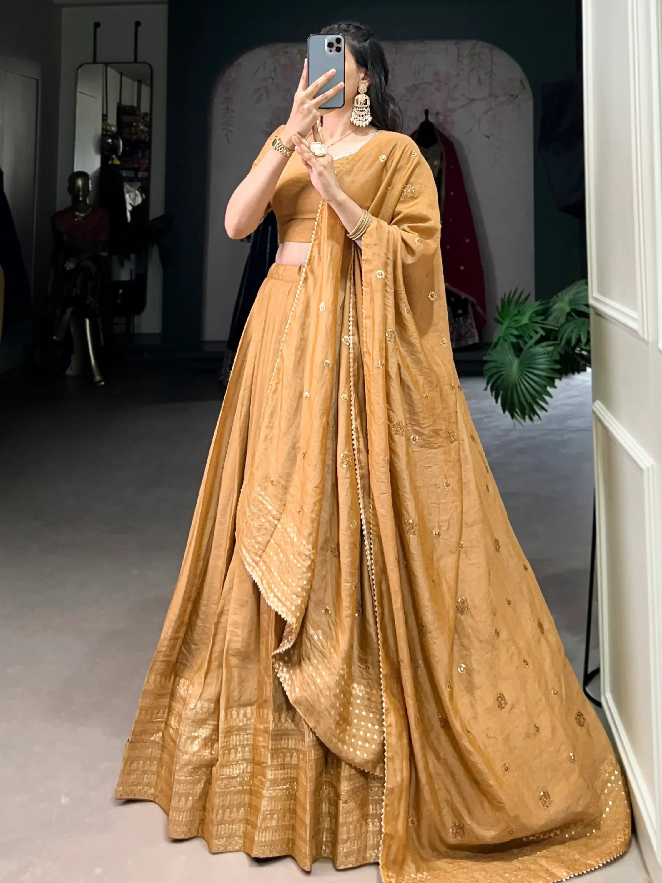 Incredible Mustard Yellow Zari Weaving Chanderi Silk Haldi Wear Lehenga Choli