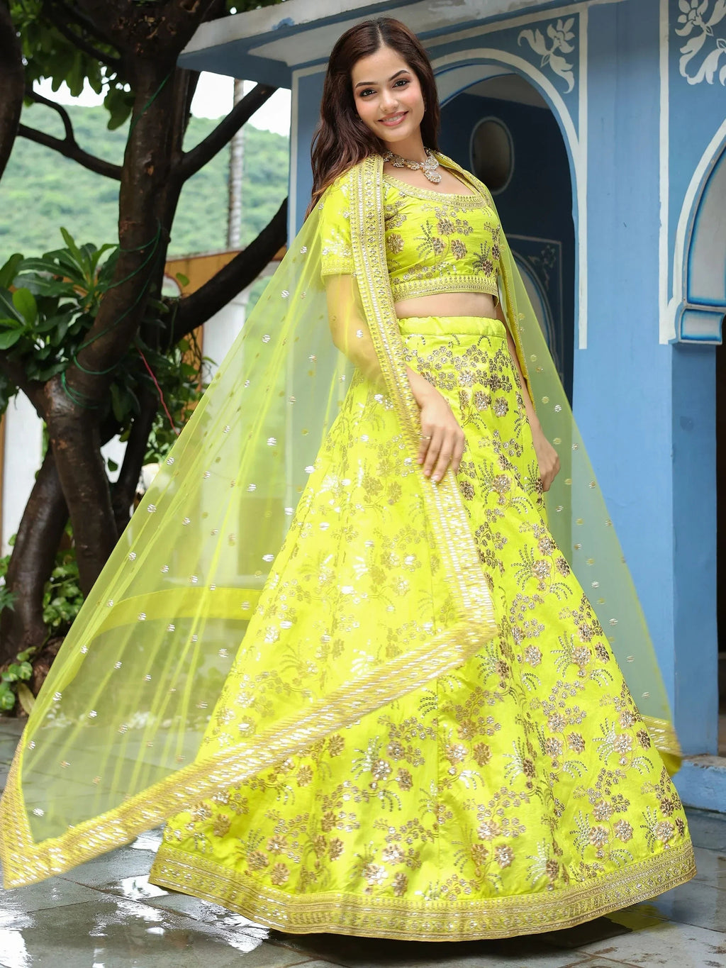 Incredible Prodigious Neon Sequins Work lehenga Choli With Dupatta