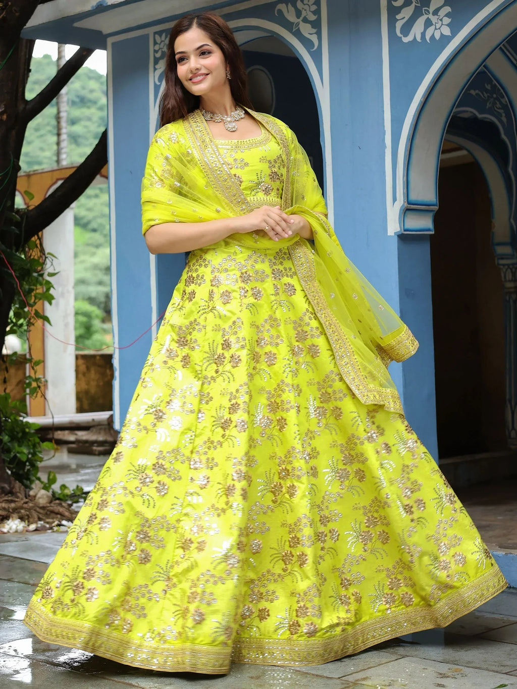 Incredible Prodigious Neon Sequins Work lehenga Choli With Dupatta