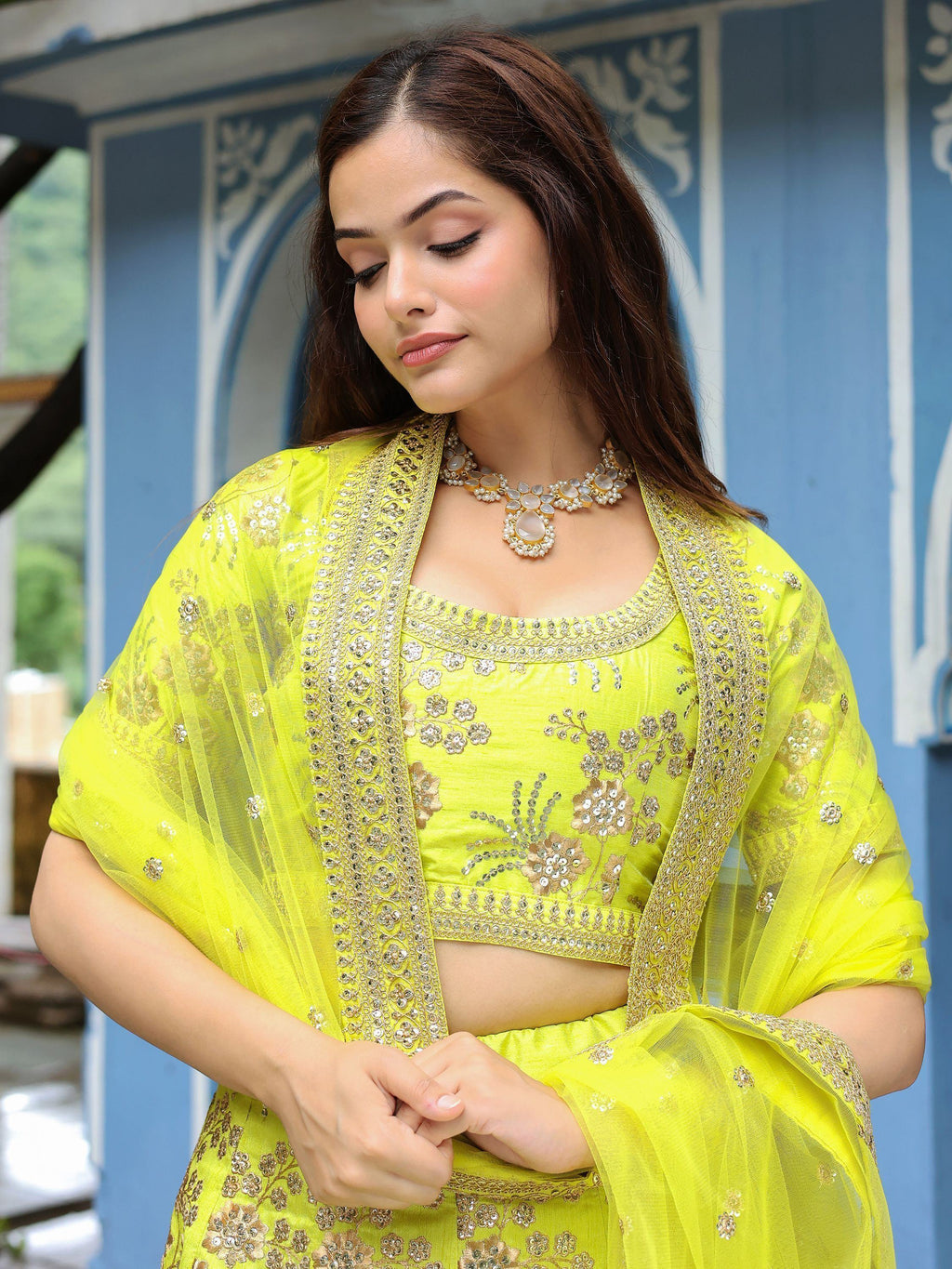 Incredible Prodigious Neon Sequins Work lehenga Choli With Dupatta