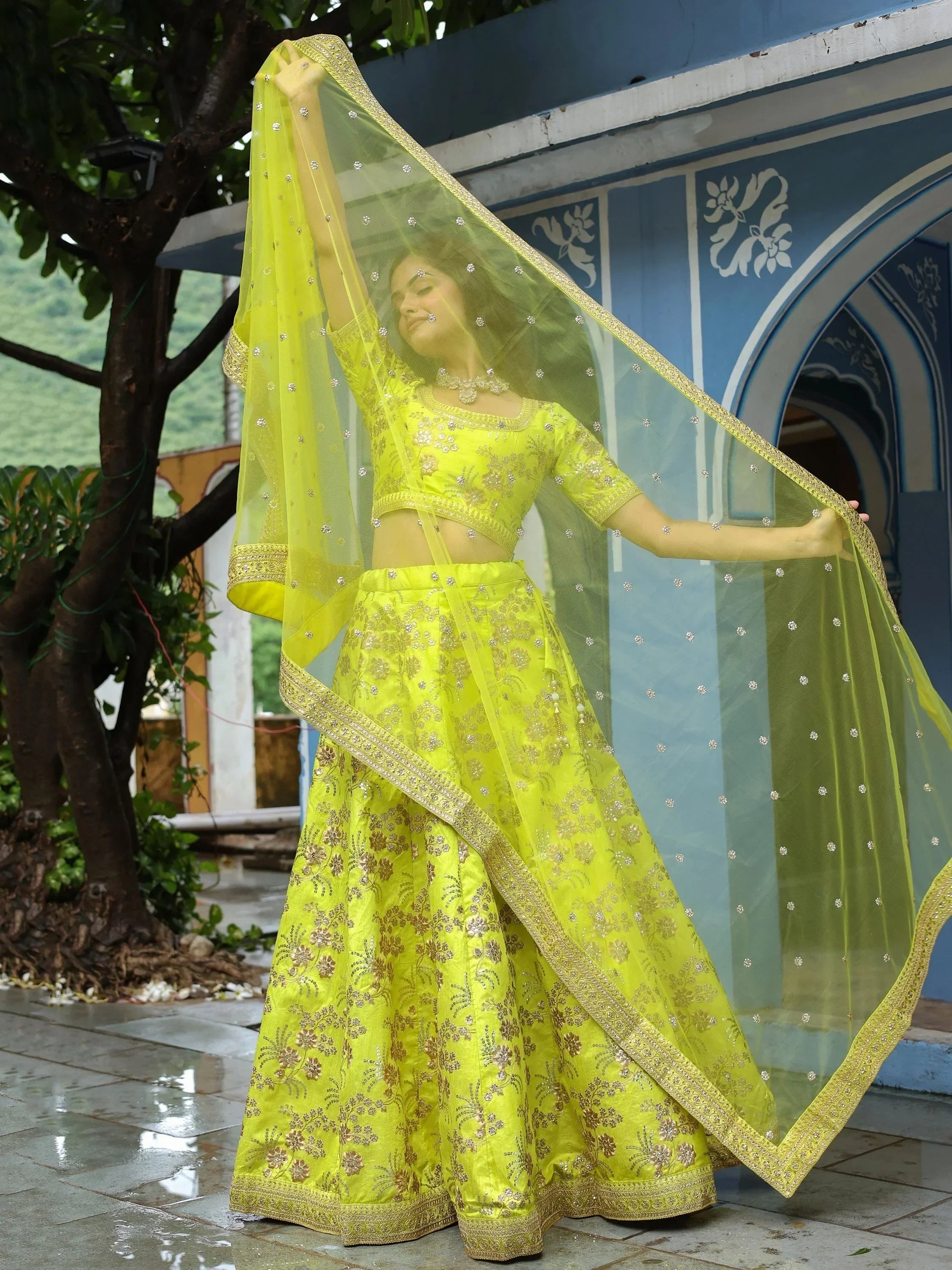 Incredible Prodigious Neon Sequins Work lehenga Choli With Dupatta