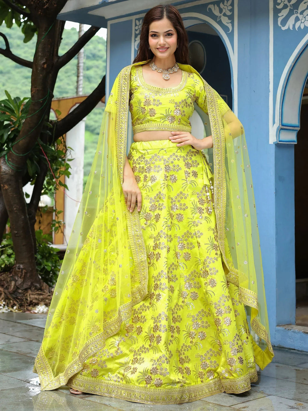 Incredible Prodigious Neon Sequins Work lehenga Choli With Dupatta