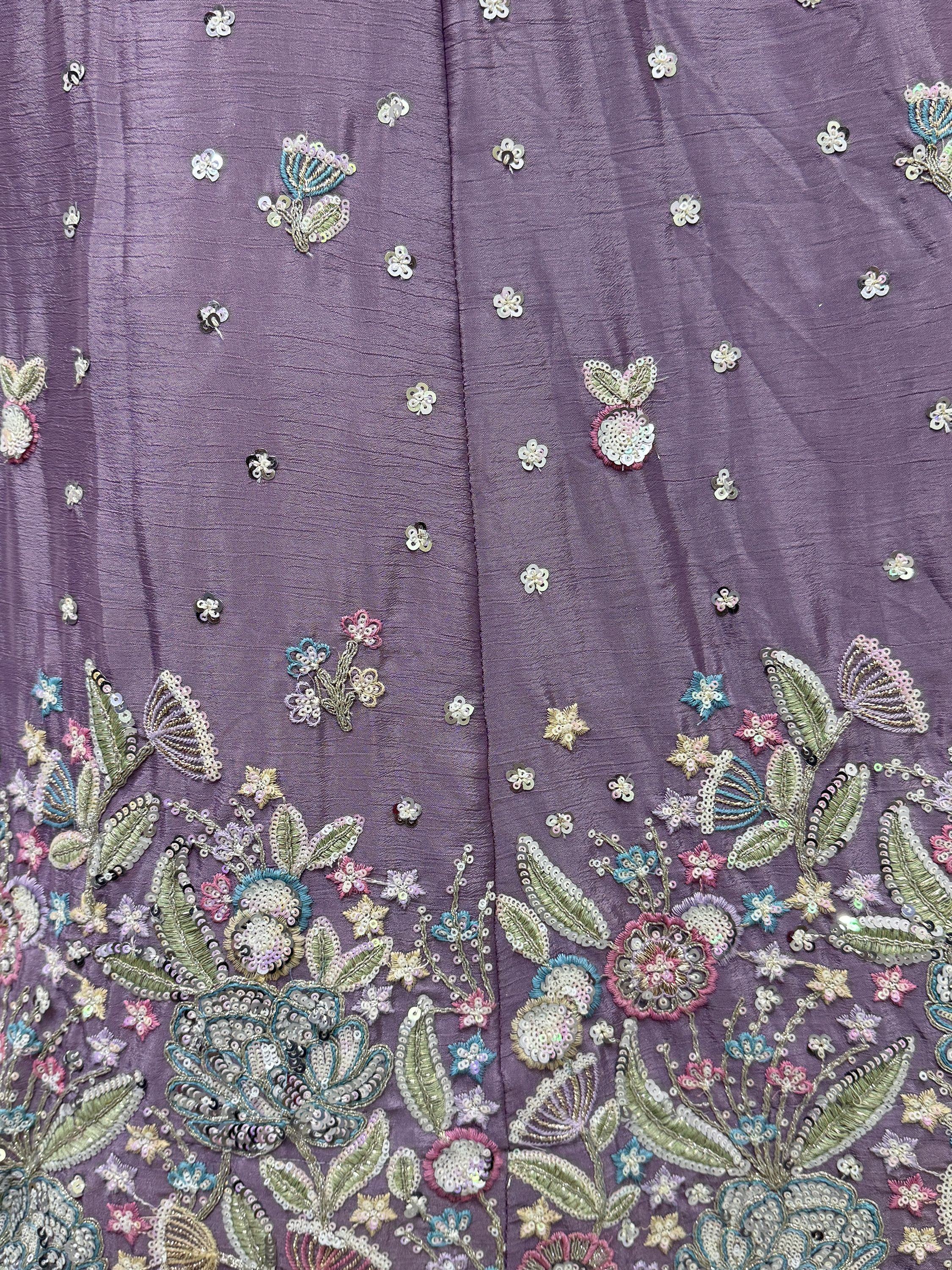 Purple Incredible Sequins Chinon Sangeet Wear Lehenga Choli