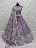 Purple Incredible Sequins Chinon Sangeet Wear Lehenga Choli