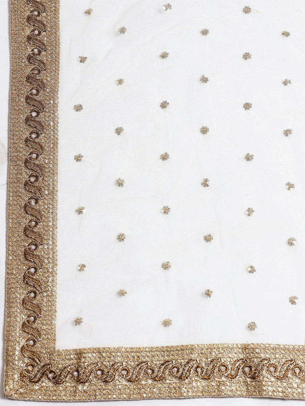 Off White & Printed Semi-Stitched Myntra Lehenga & Unstitched Blouse with Dupatta