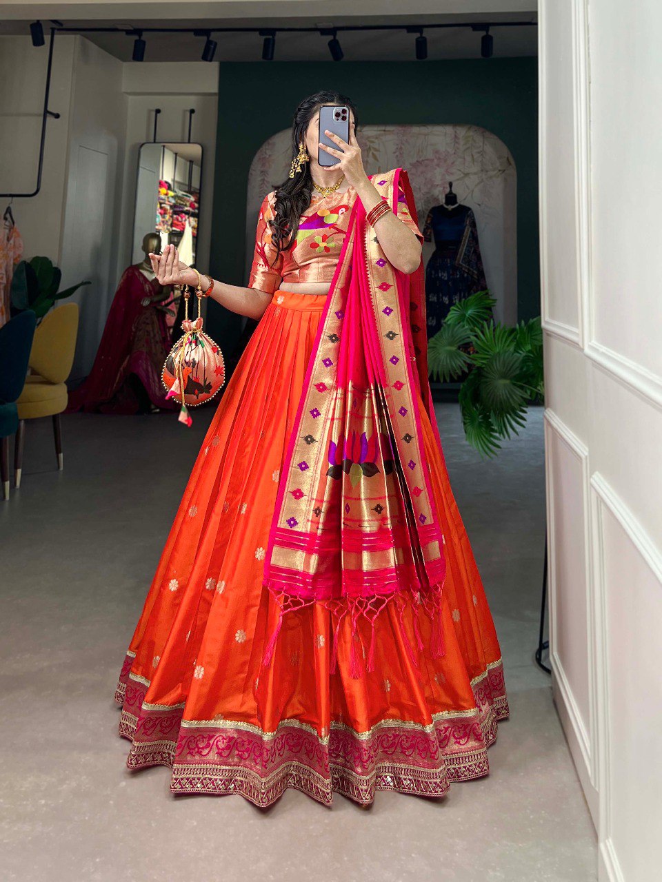 Jacquard Silk Paithani Lehenga Choli