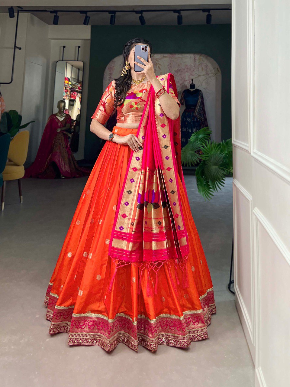 Jacquard Silk Paithani Lehenga Choli