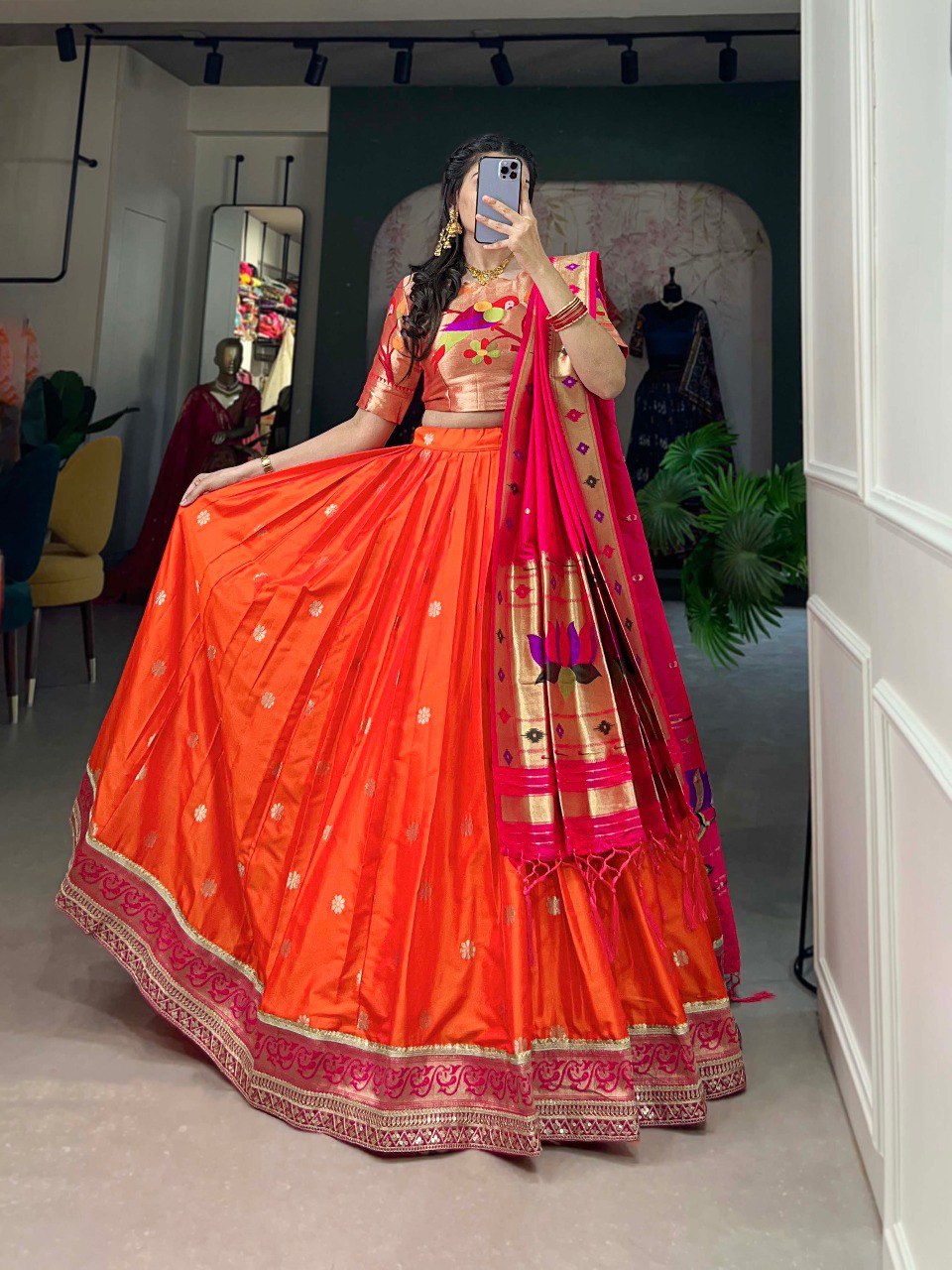 Jacquard Silk Paithani Lehenga Choli