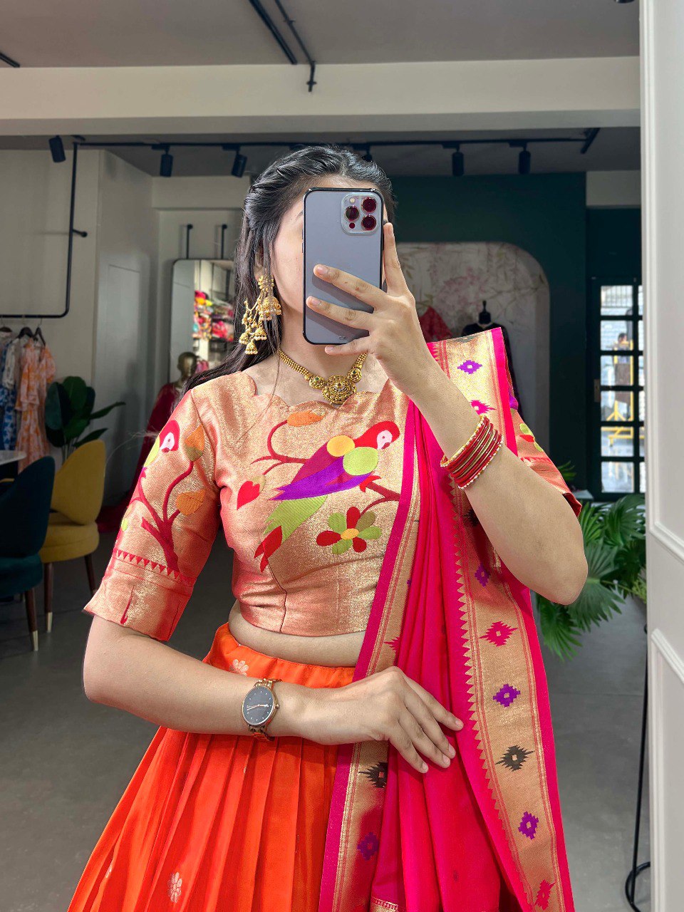 Jacquard Silk Paithani Lehenga Choli
