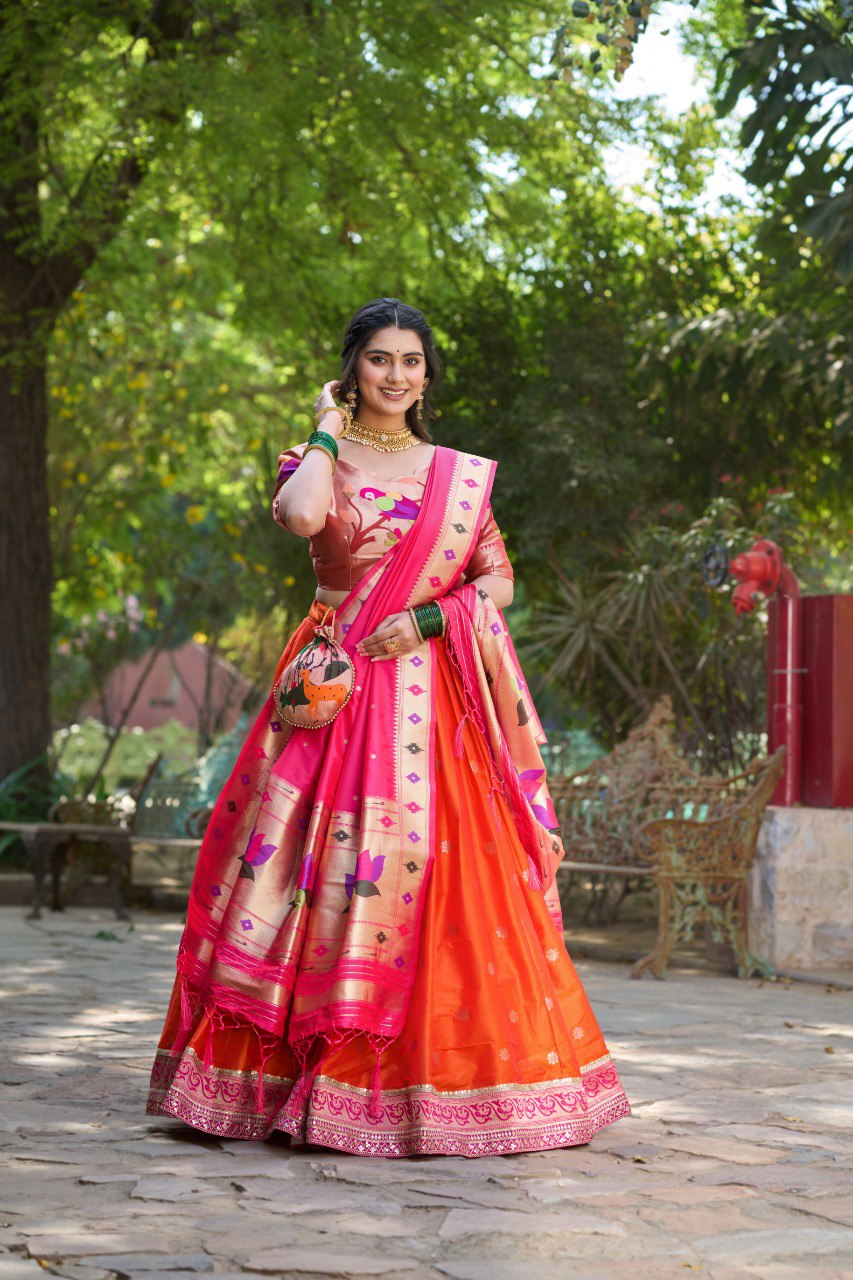 Jacquard Silk Paithani Lehenga Choli