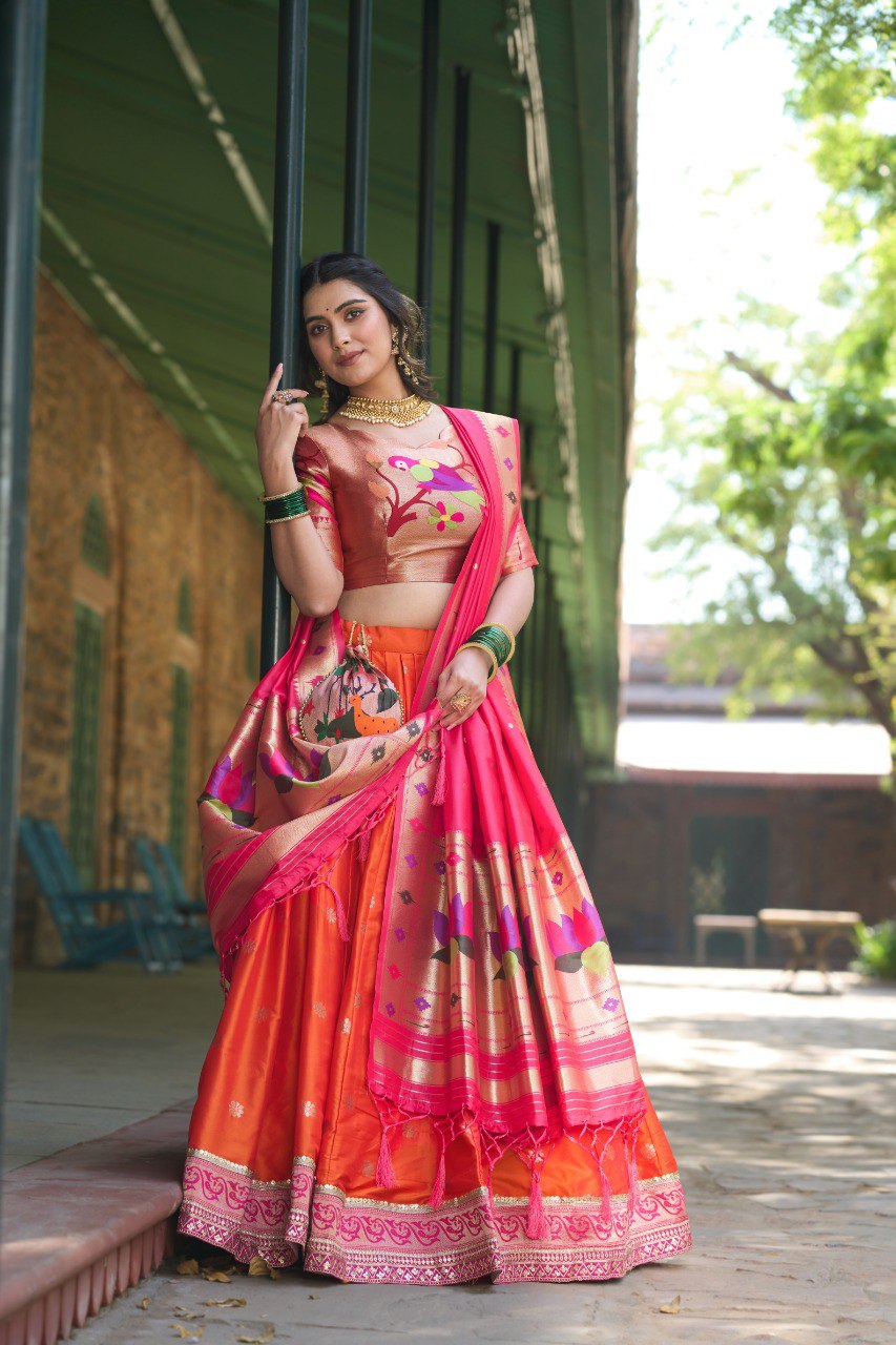 Jacquard Silk Paithani Lehenga Choli