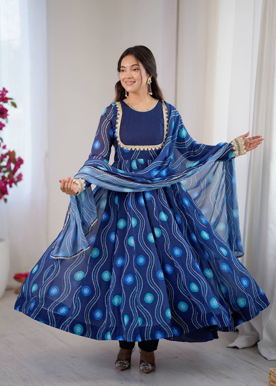 Kalicut Anarkali Suit with Bandhani Print