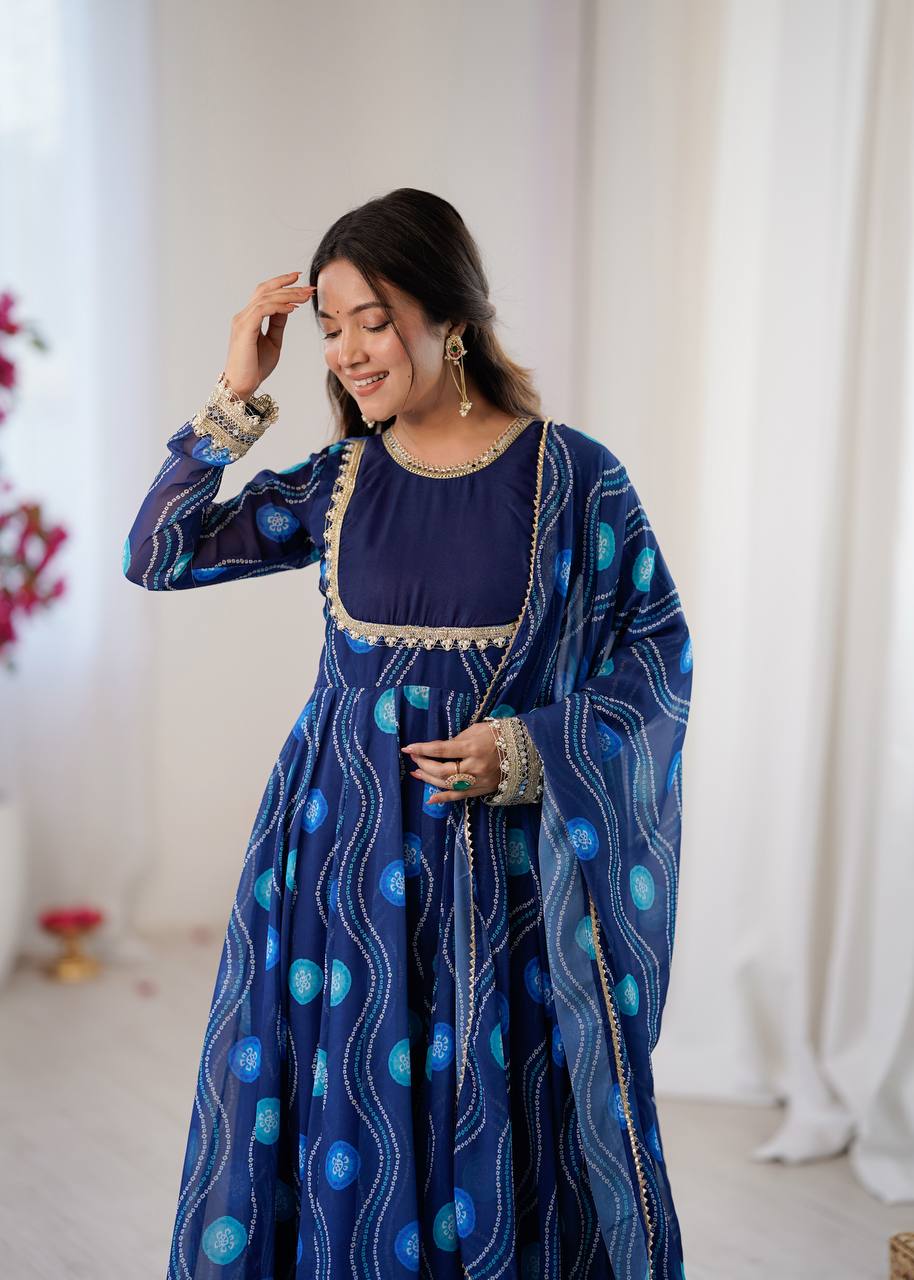 Kalicut Anarkali Suit with Bandhani Print