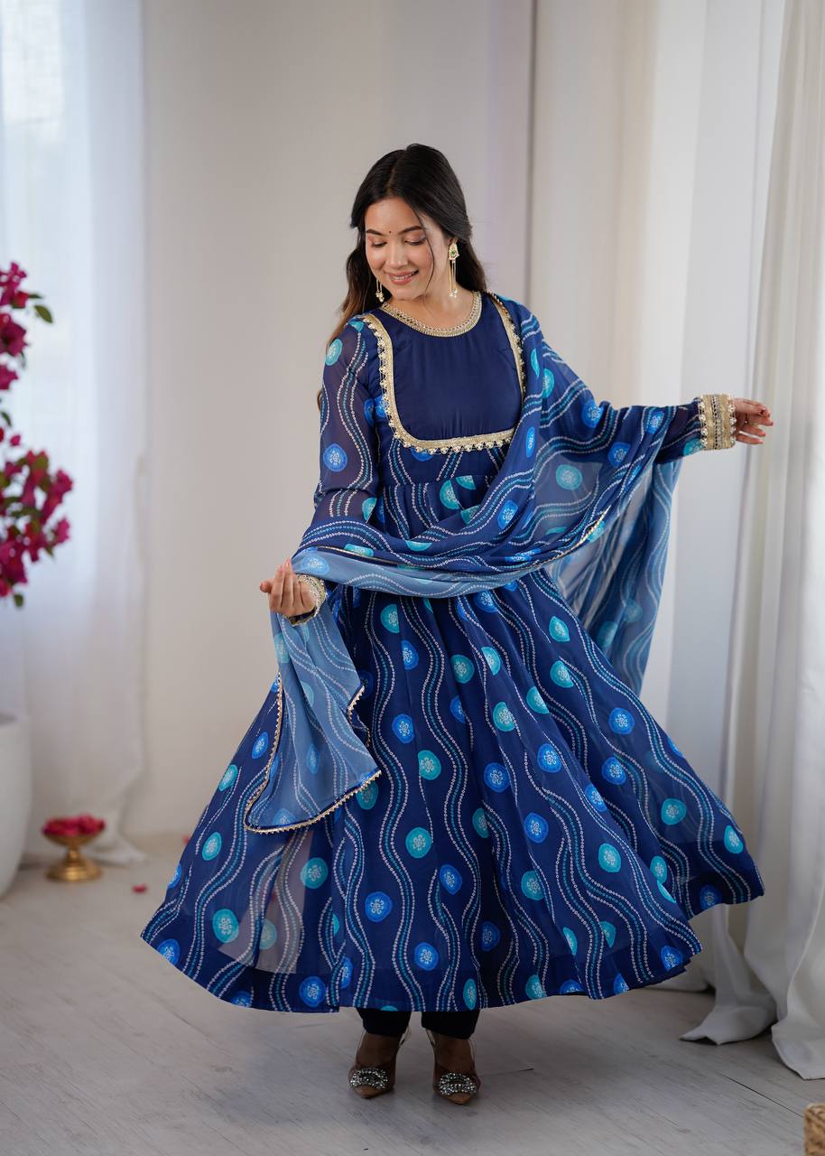 Kalicut Anarkali Suit with Bandhani Print