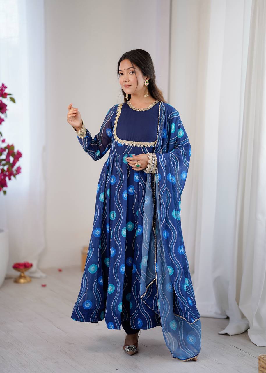 Kalicut Anarkali Suit with Bandhani Print