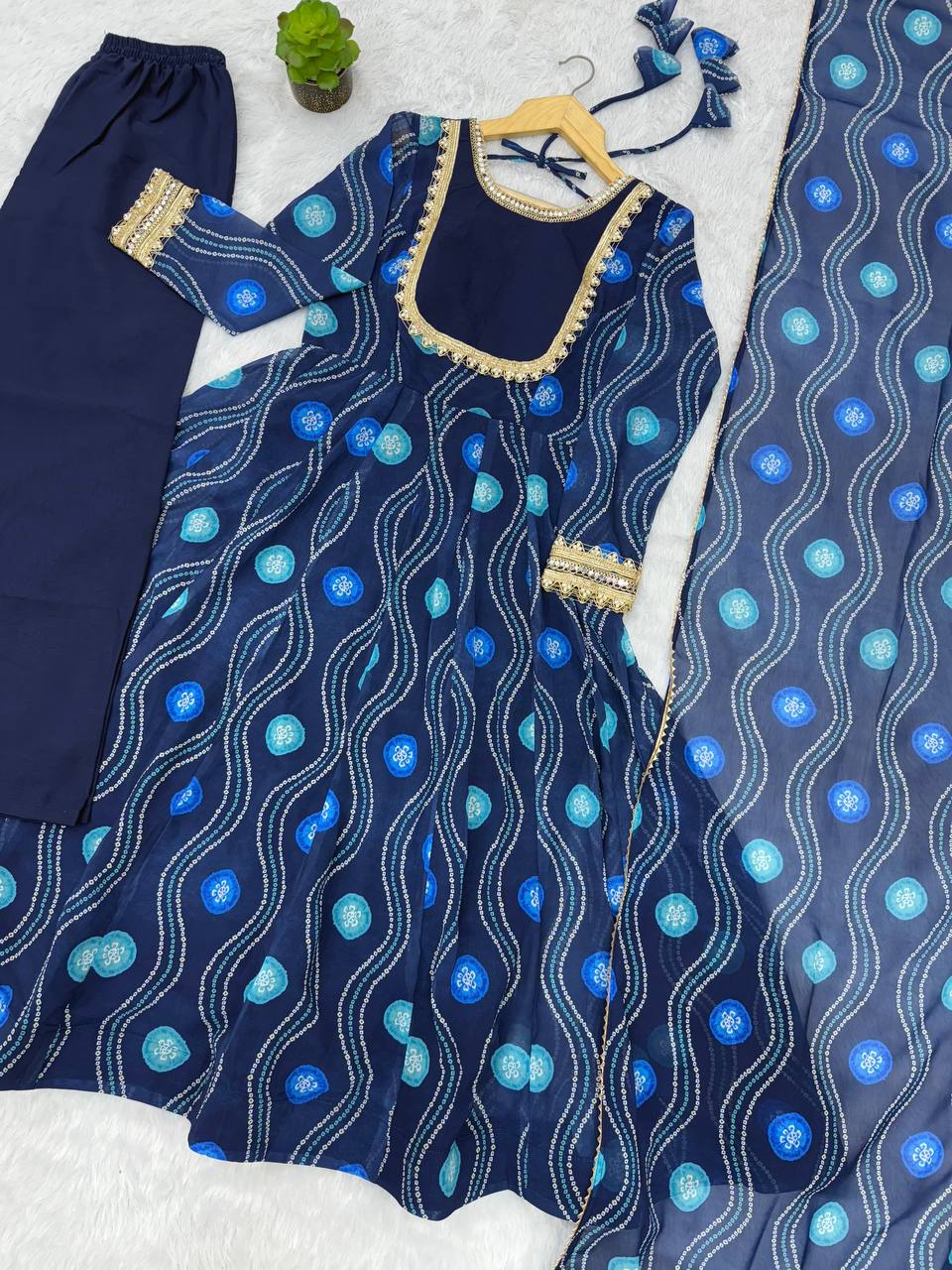 Kalicut Anarkali Suit with Bandhani Print
