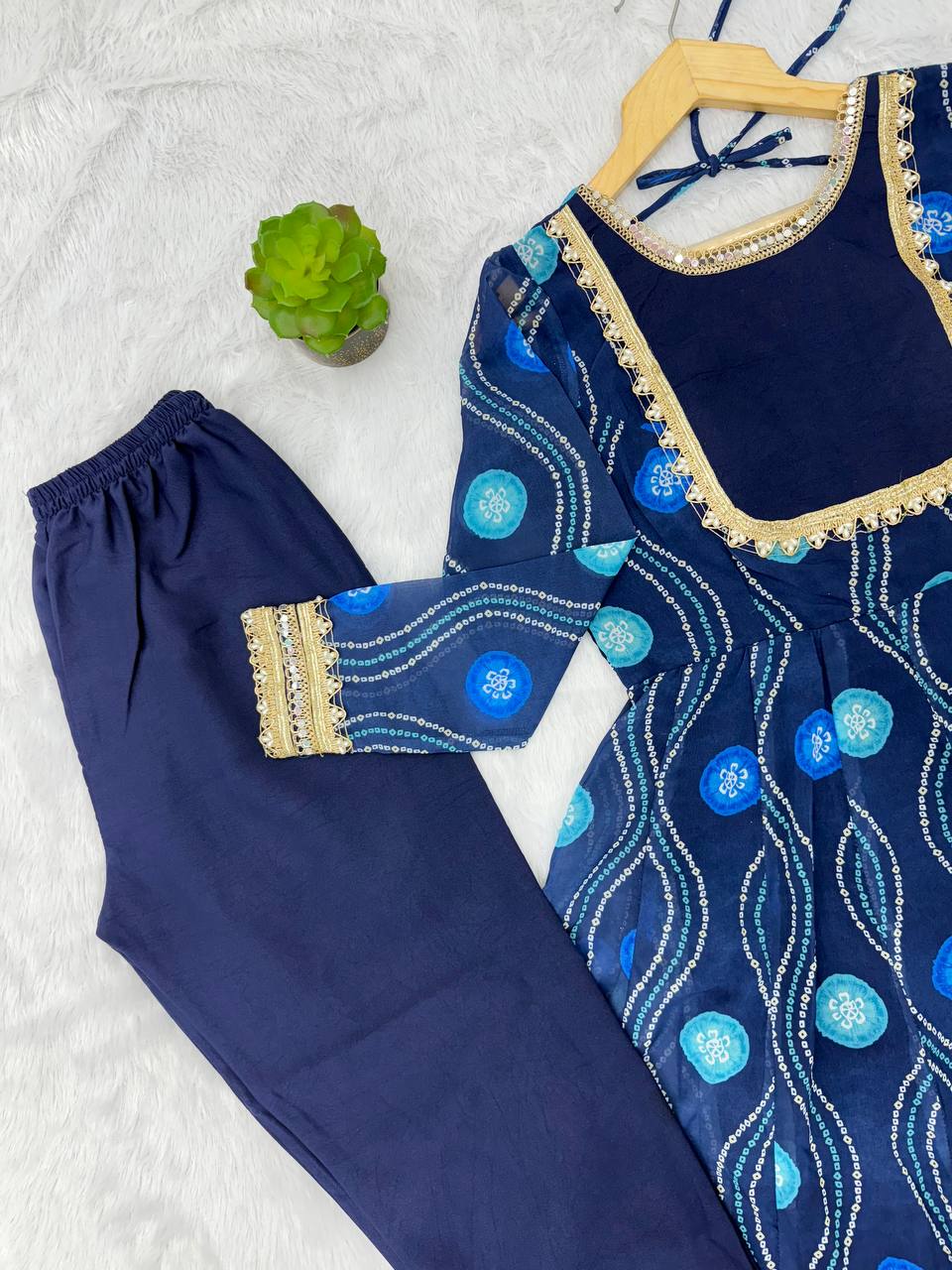 Kalicut Anarkali Suit with Bandhani Print