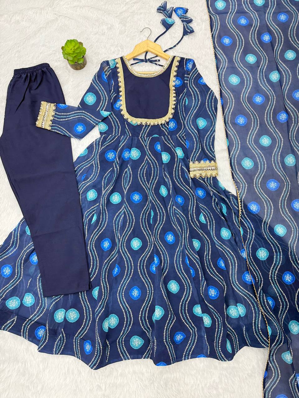Kalicut Anarkali Suit with Bandhani Print