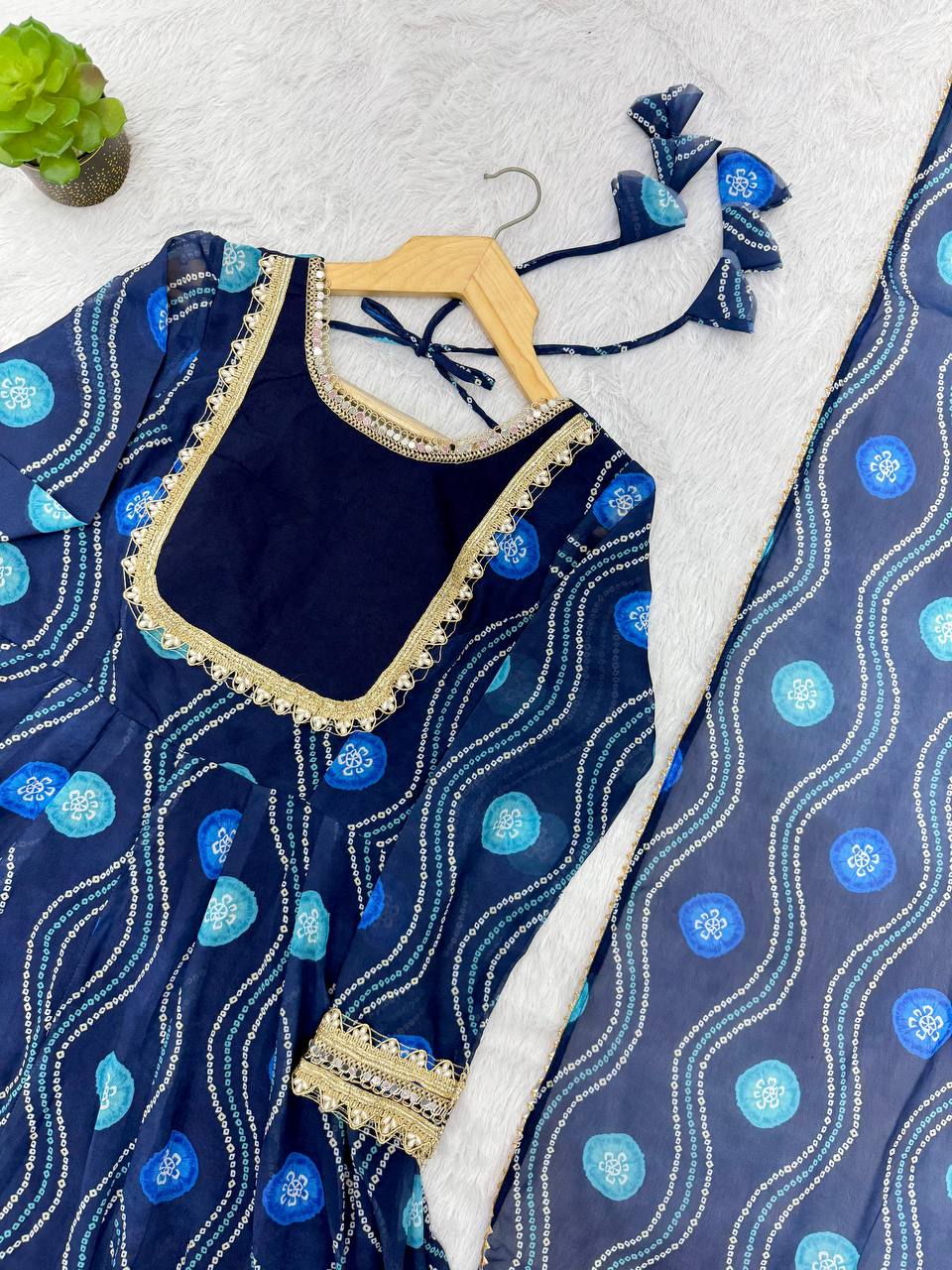 Kalicut Anarkali Suit with Bandhani Print