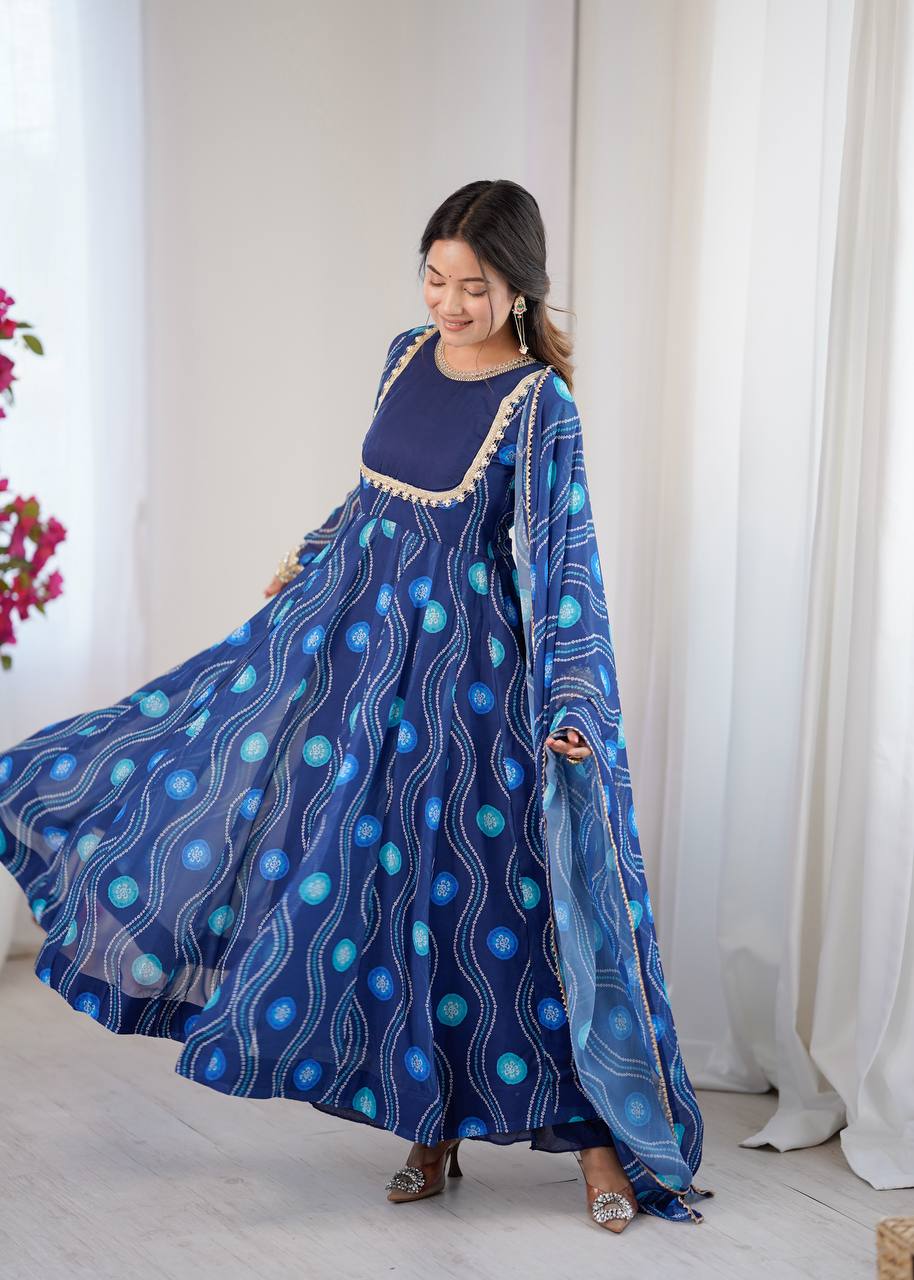 Kalicut Anarkali Suit with Bandhani Print