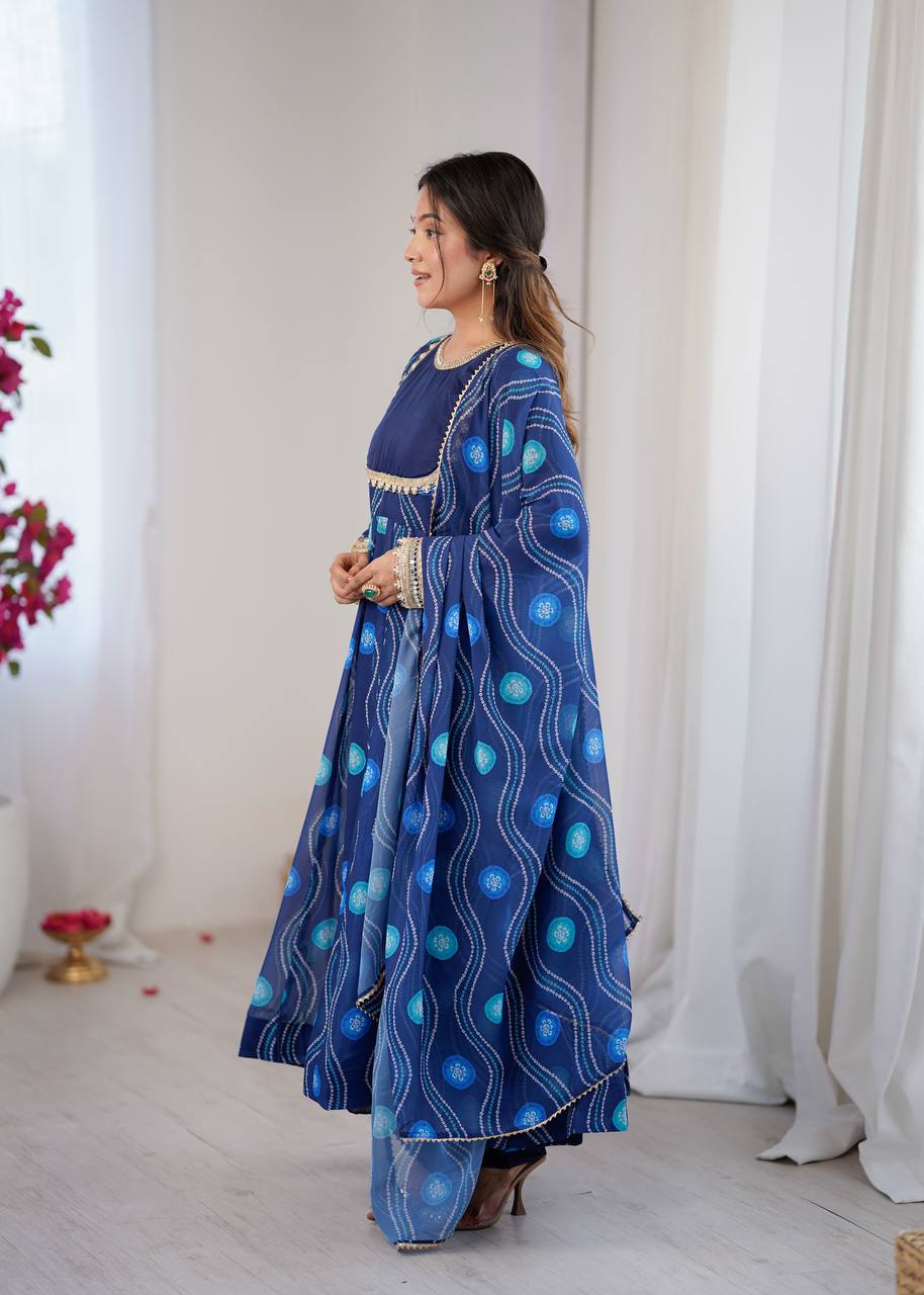 Kalicut Anarkali Suit with Bandhani Print