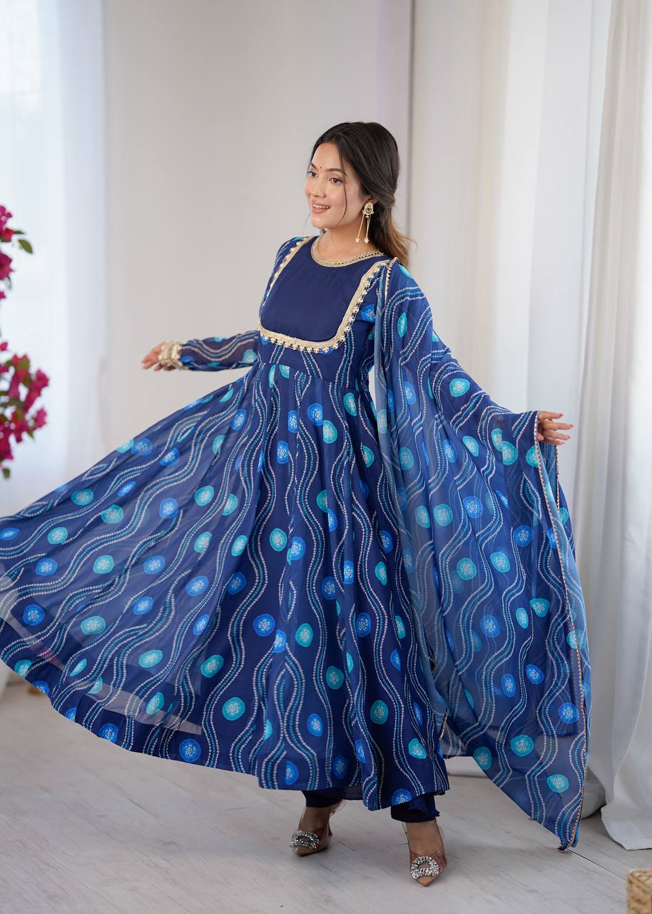 Kalicut Anarkali Suit with Bandhani Print